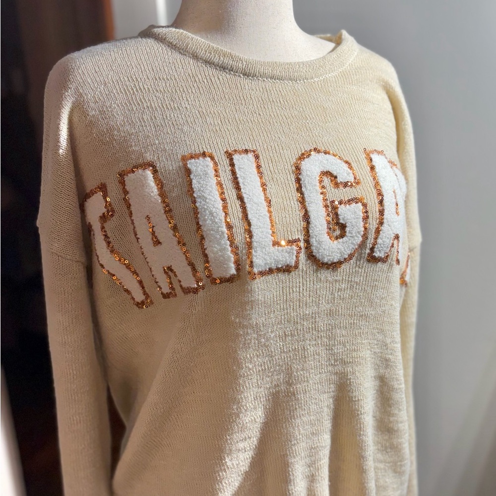 Simply Southern Cream and‎ Gold Tailgate Sweater